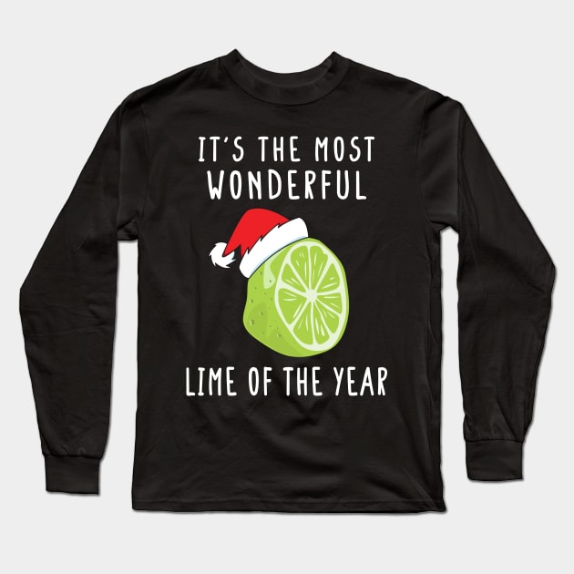 It's The Most Wonderful Lime Of The Year Funny Christmas Fruit Pajama Shirt Long Sleeve T-Shirt by HalfCat